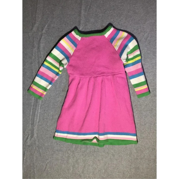 Toddlers The Children’s Place Dress Size 3T Knitted Pink Floral Hearts Stripes - Picture 2 of 2